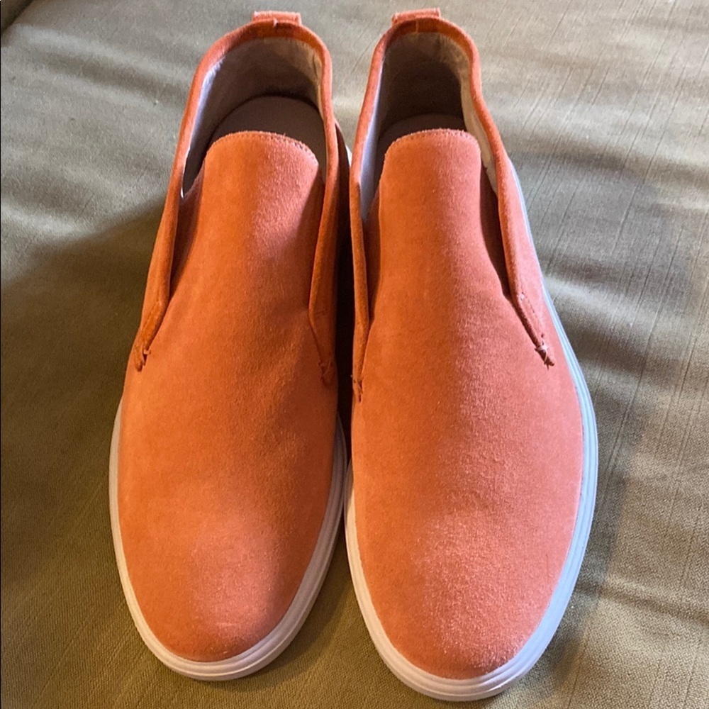 Vibrant Orange Suede Ankle Sneakers